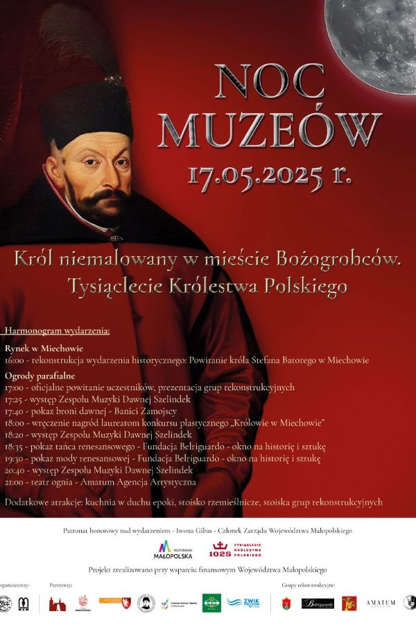 Plakat zawiera zdjęcie Stefana Batorego oraz opis z harmonogramem wydarzenia.