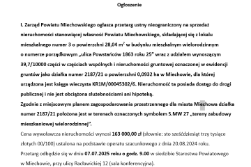 Przetarg na sprzedaż lokali mieszkalnych w tzw. hotelu pielęgniarek