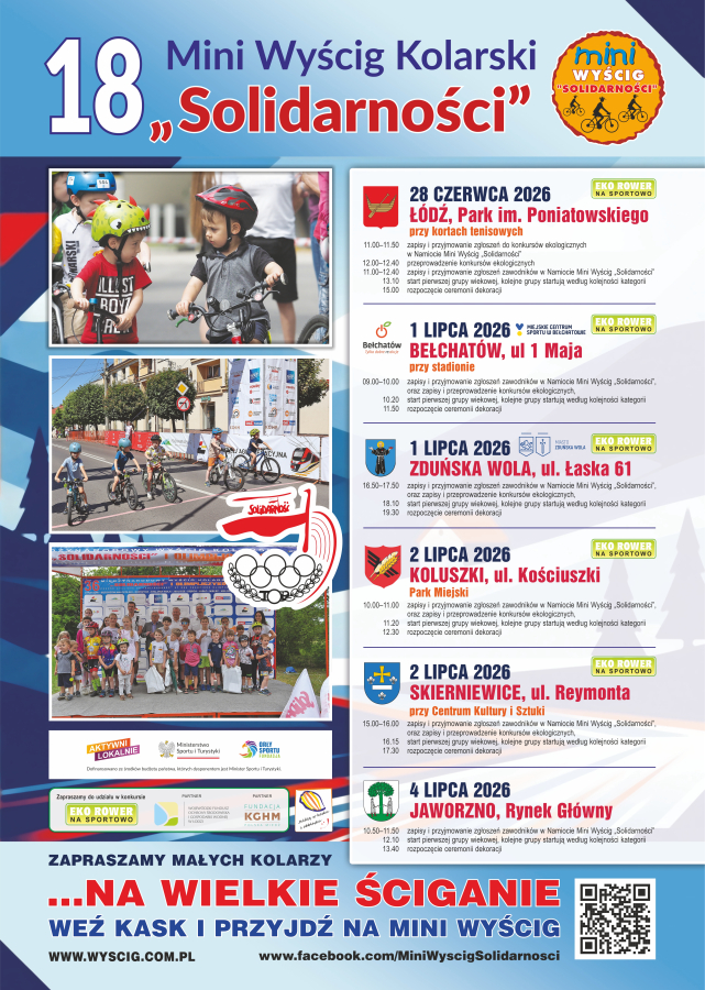 plakat informacyjny o 18. Mini Wyścig Kolarski "Solidarności"