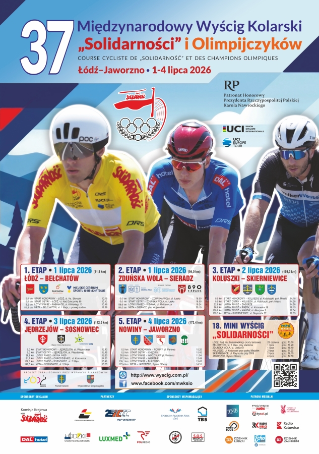 plakat informacyjny o 37. Międzynarodowy Wyścig Kolarski „Solidarności” i Olimpijczyków