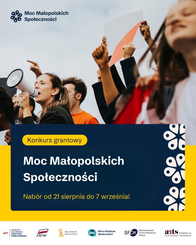 Plakat informacyjny Konkursu Moc Małopolskich Społeczności