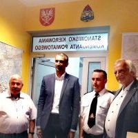 Wicemarszałkowie Parlamentu RP ze starostą i komendantem w Stanowisku Kierowania KP PSP Miechów
