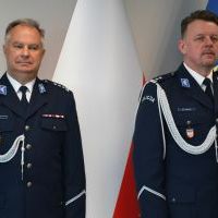 Odchodzące na emeryturę kierownictwo KPP Miech&oacute;w - insp. Andrzej Kot i podinsp. Michał Gurda