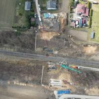 Budowa wiaduktu w Uniejowie Rędziny z lotu ptaka