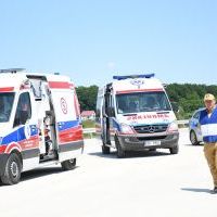 Powiatowe ćwiczenia taktyczno-bojowe 2023 na budowanej S7 - kierownik ćwiczeń, komendant KP PSP Miech&oacute;w mł. bryg. Michał Majda