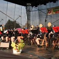 Dożynki Powiatowe Przybysławice 2023 - na scenie Reprezentacyjna Orkiestra Dęta Gminy Gołcza - 
