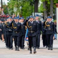 Powiatowy Dzień Strażaka - przemarsz w Parku w Miechowie
