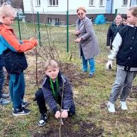 Sadzenie drzew owocowych w Szkole Podstawowej w Dziaduszycach