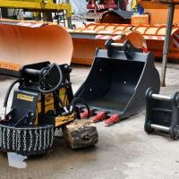 Frezarka do pni, łyżka koparkowa z zębami i ząb zrywak